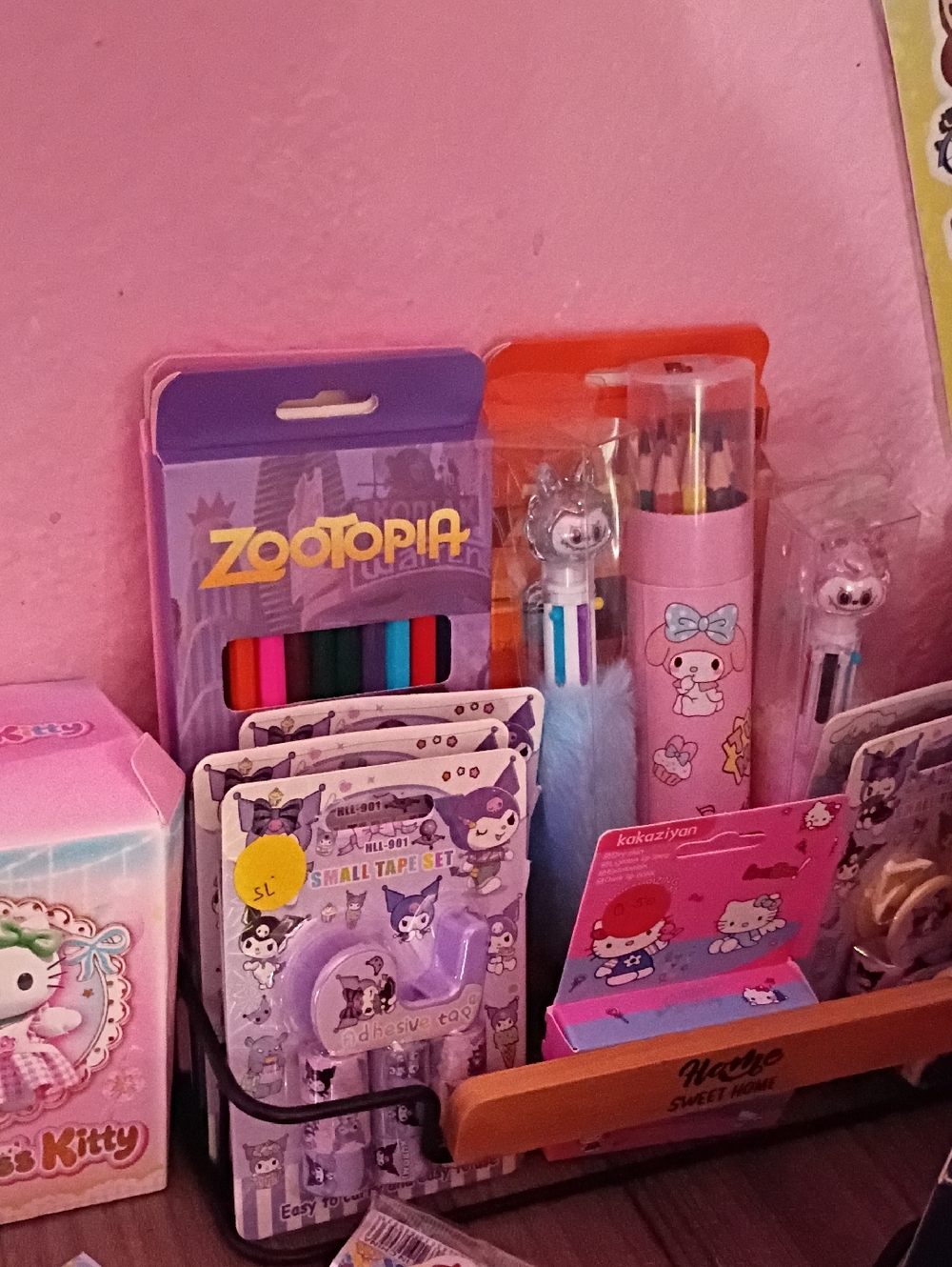Hello Kitty & Sanrio Pink Pencil Tin with Cute Stationery